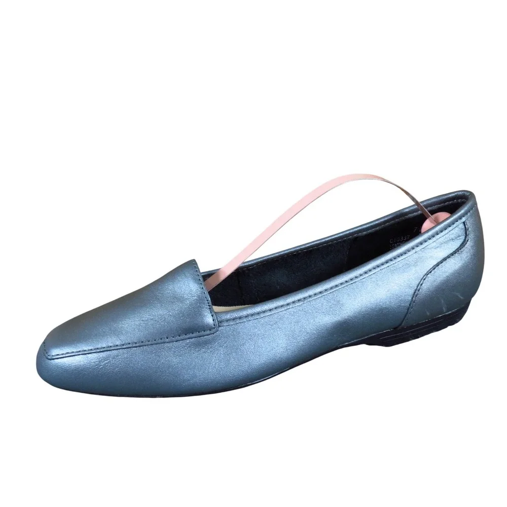 Feather Lite Collection Freedom Women Loafer 7.5 Work Dress Metallic Blue Gray